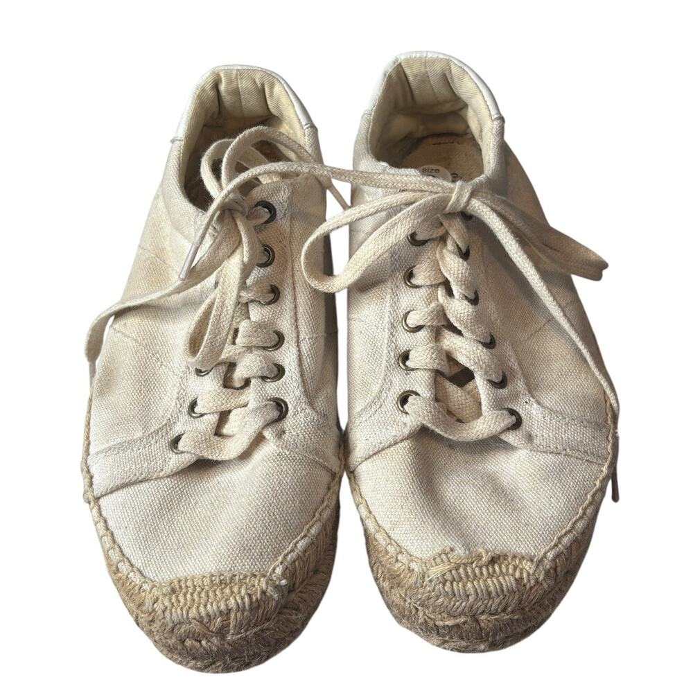 Soludos Women's White Tennis Platform Espadrille Sneakers Size‎ 8 Coastal Beachy